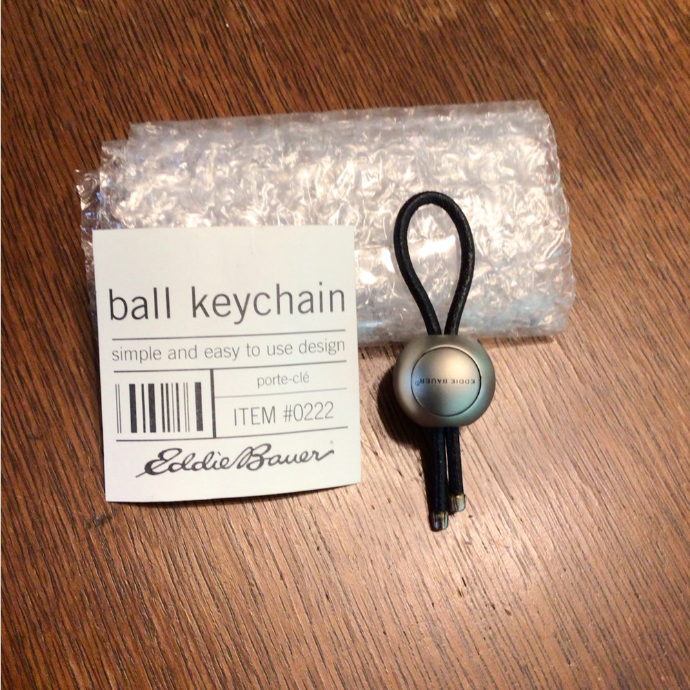 Eddie Bauer Ball Keychain with Black Cord Loop